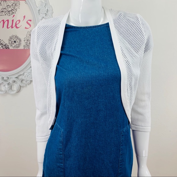Calvin Klein Sweaters - Calvin Klein / White Crochet Cropped Cardigan